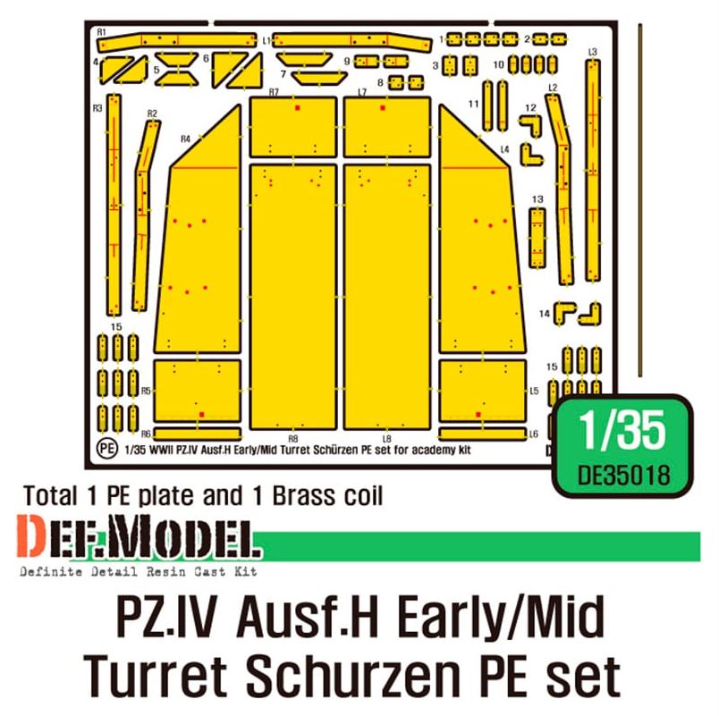 DEF MODEL (1/35) PZ.IV Ausf.H Early/Mid Turret Schurzen PE set (for Academy, etc...)