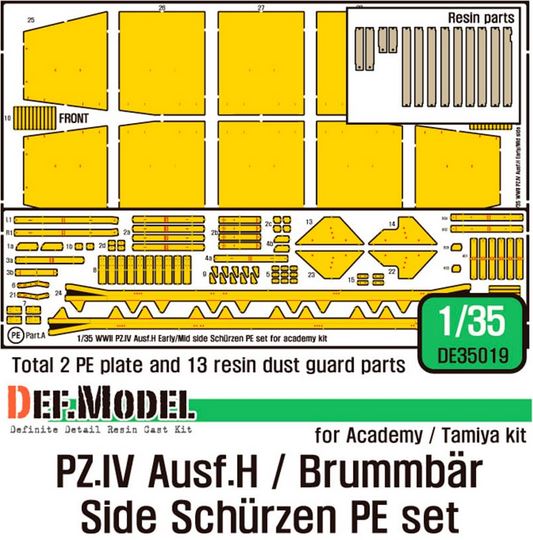 DEF MODEL (1/35) PZ.IV Ausf.H Early/Mid & Brumbar Side Schurzen PE set (for Academy, etc...)