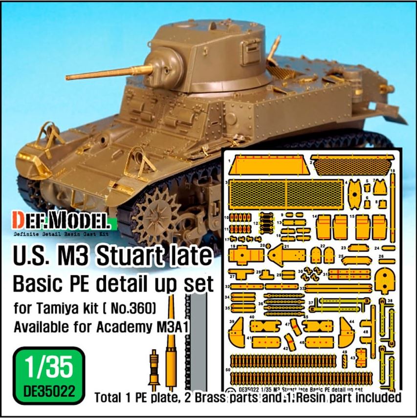DEF MODEL (1/35) US M3 Stuart late Basic PE Detail Up Set (for Tamiya/Academy Kits)