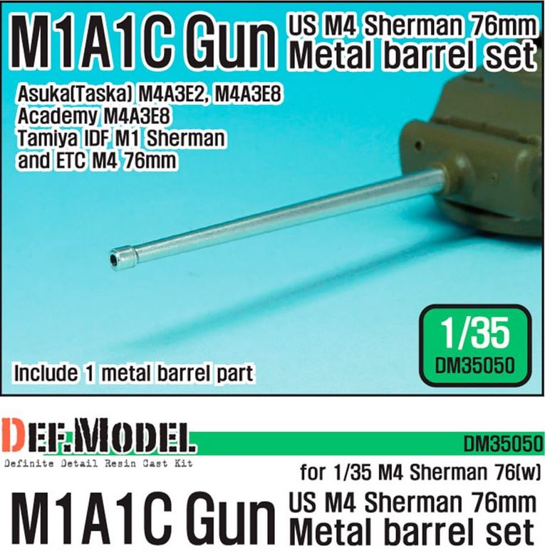 DEF MODEL (1/35) US M4 Sherman 76mm M1A1C Metal Barrel Set (for Sherman 76(w) kit)