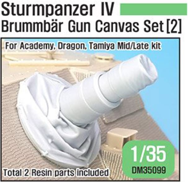 DEF MODEL (1/35) German Sturmpanzer IV Brumbar Mid/Late Main Gun Canvas Cover SET (2) - High Angle