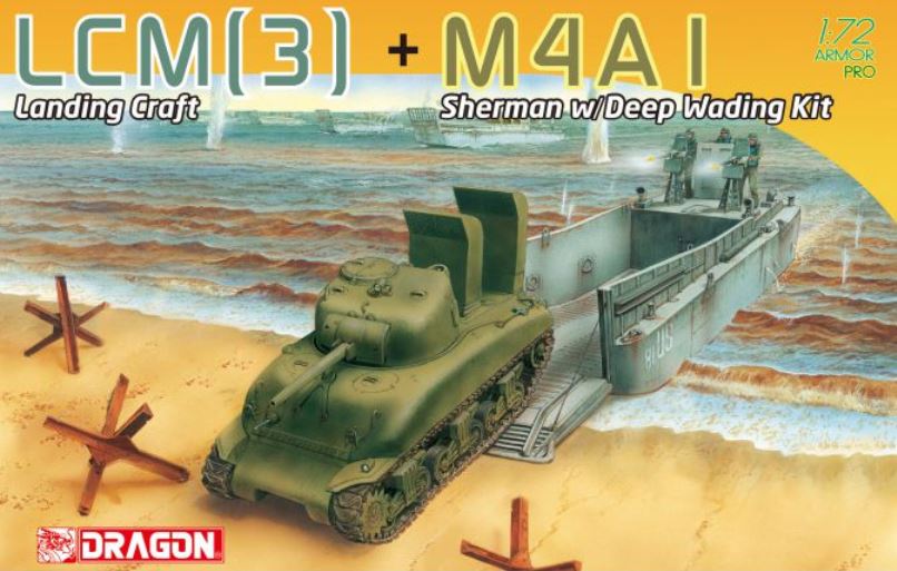 DRAGON (1/72) LCM(3) Landing Craft + M4A1 Sherman w/Deep Wading Kit