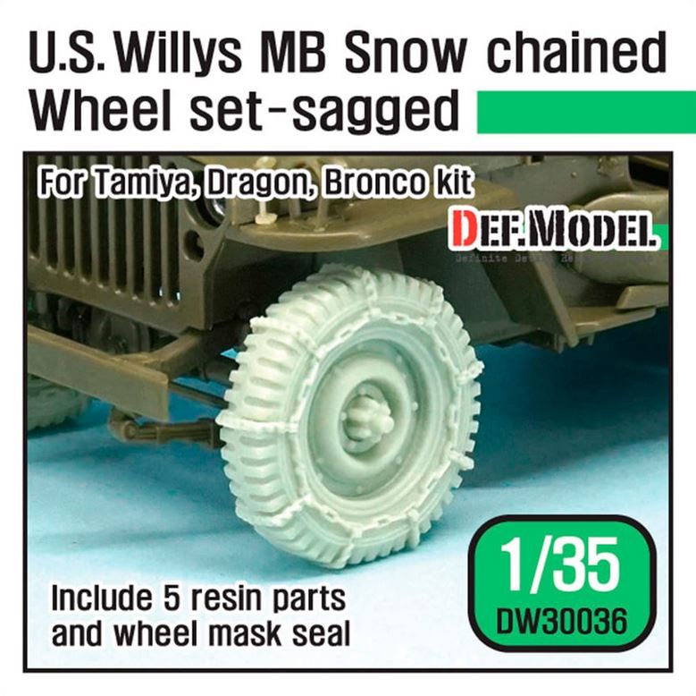 DEF MODEL (1/35) US Willys MB Wheel /w Snow chain set ( for Tamiya/Dragon/Bronco 1/35)