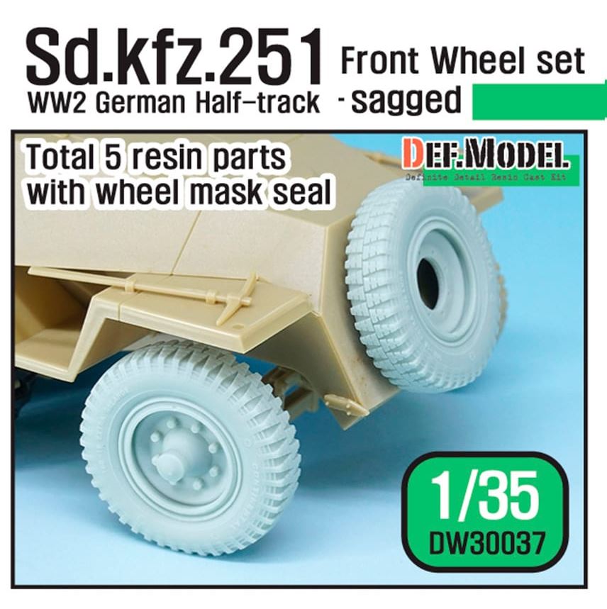 DEF MODEL (1/35) German Sd.kfz.251 Half-Track Front Wheel Set - Sagged