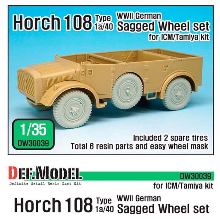 DEF MODEL (1/35) German Horch 108 typ 1a/40 Sagged Wheel set (for ICM/Tamiya Kit)