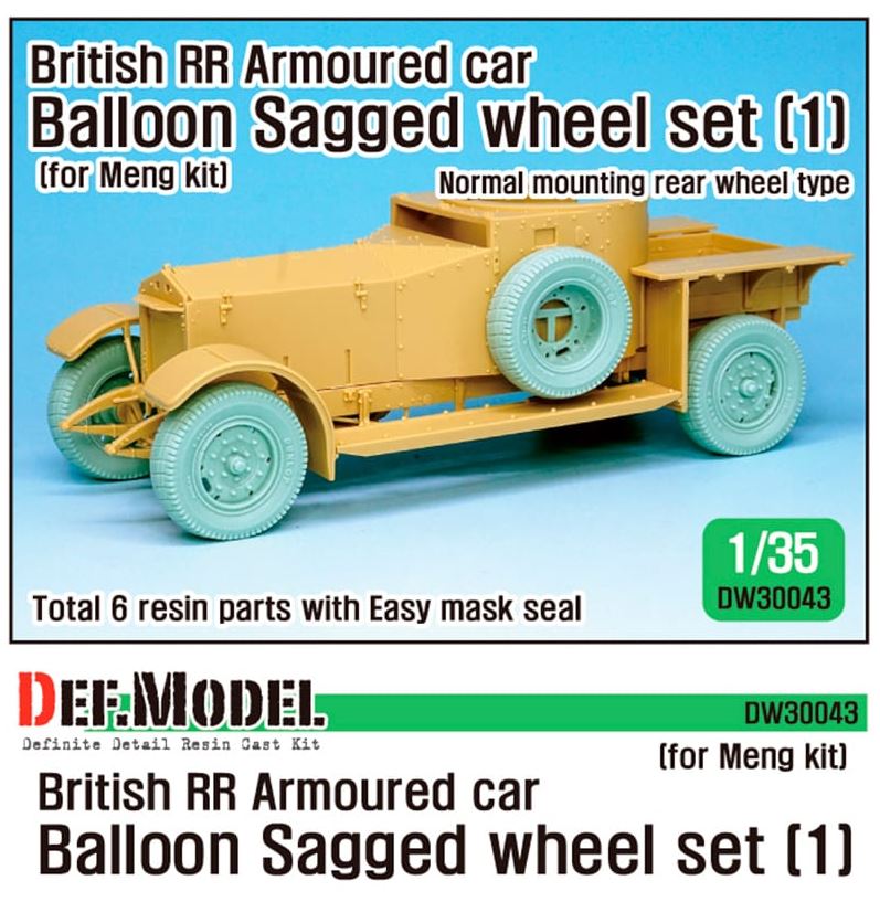 DEF MODEL (1/35) British RR Armoured Car Balloon Sagged Wheel Set - Early (for Meng Kit)