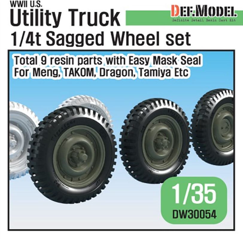 DEF MODEL (1/35) US Willys MB Sagged wheel set(2) (for Tamiya, Takom, Dragon, Meng)