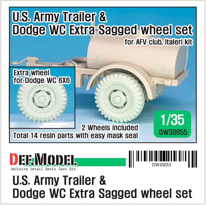 DEF MODEL (1/35) US Trailer and Dodge WC Extra Sagged wheel set (for WC6x6, M101 trailer)