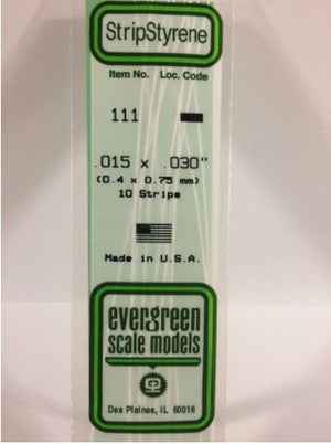 EVERGREEN Tiras de estireno 0,15"x0,3" Blanco