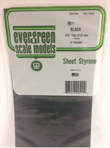 EVERGREEN Styrofoam sheets thickness 0.1" Black