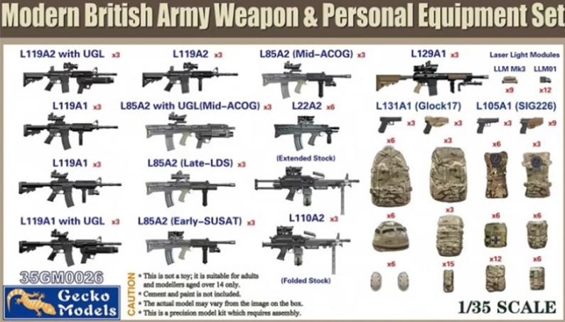 GECKO MODELS (1/35) British Army Weapon & Personal Equipment Set