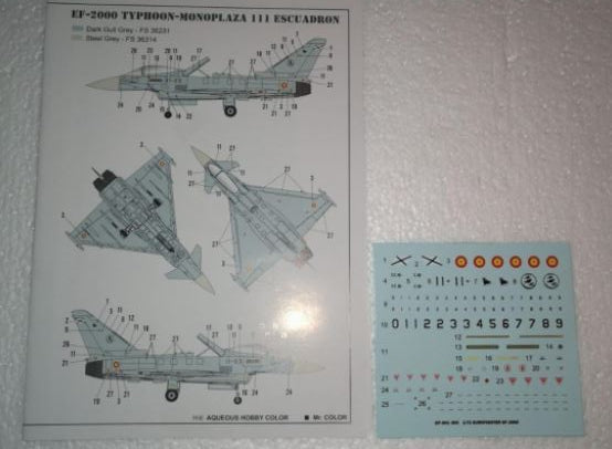 HOBBYBOSS (1/72) Calcas Españolas para Eurofighter E-2000A Typhoon