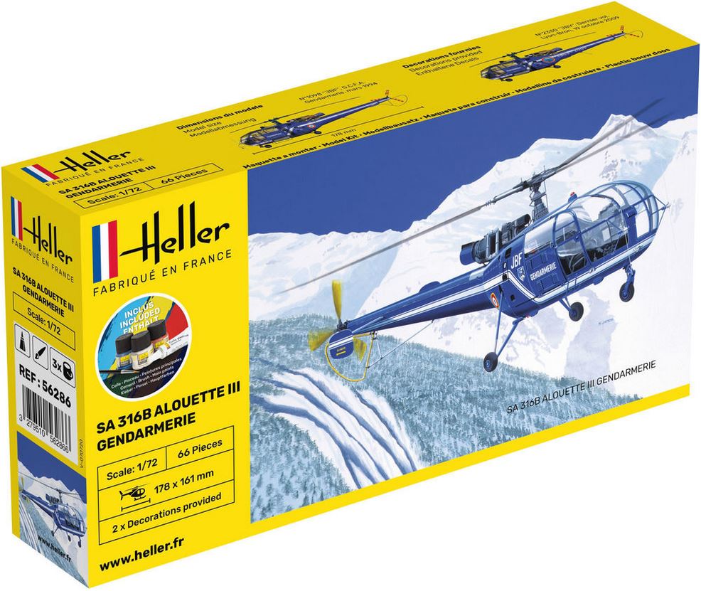HELLER (1/72) Starter Kit: SA 316B Alouette III Gendarmerie
