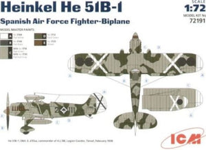 ICM (1/72) Heinkel He-51B Spanish Nationalist Air Force fighter-biplane