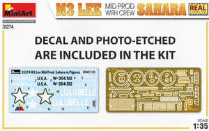 MINIART (1/35) M3 Lee Mid. Produzione Sahara con equipaggio