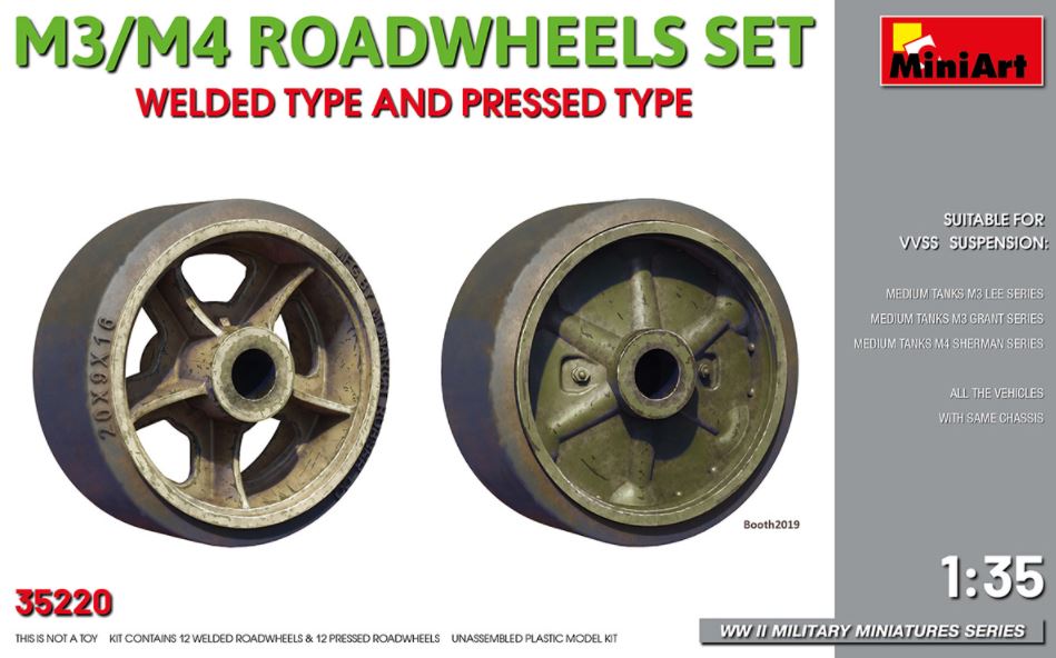 MINIART (1/35) M3/M4 Roadwheels set welded type and pressed type