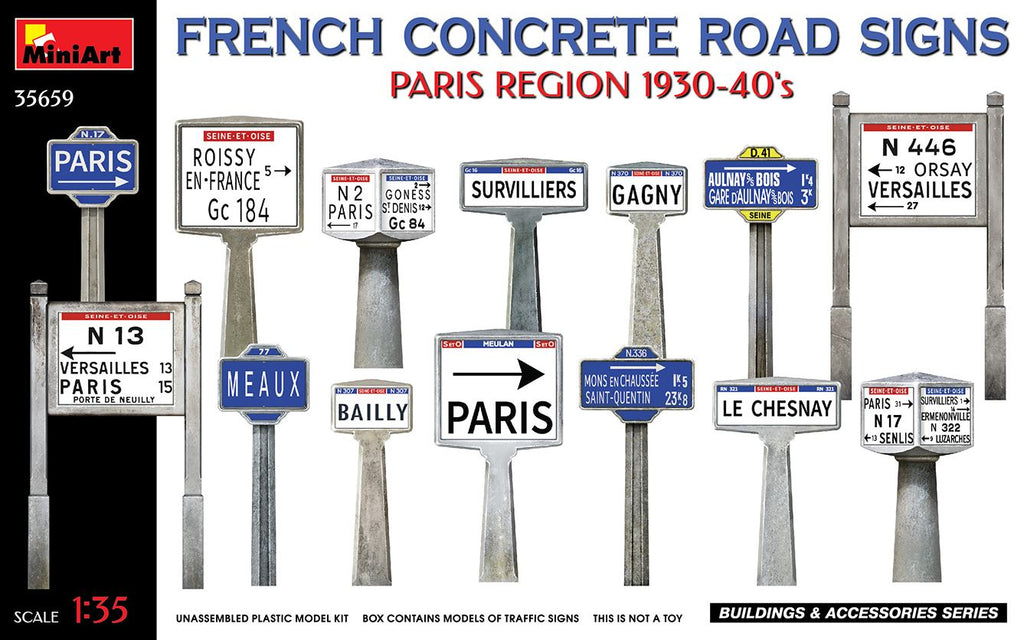MINIART (1/35) French Concrete Road Signs Paris Region 1930-40's