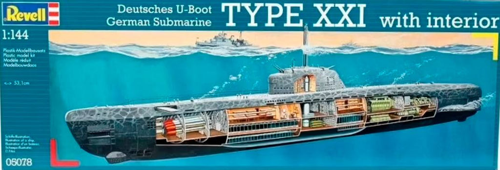 Revell Maqueta submarino alemán Type XXI con interior, Kit modello
