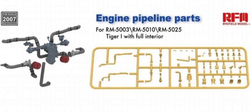 RYE FIELD MODEL (1/35) Engine Pipeline Parts for Tiger I w/Full Interior