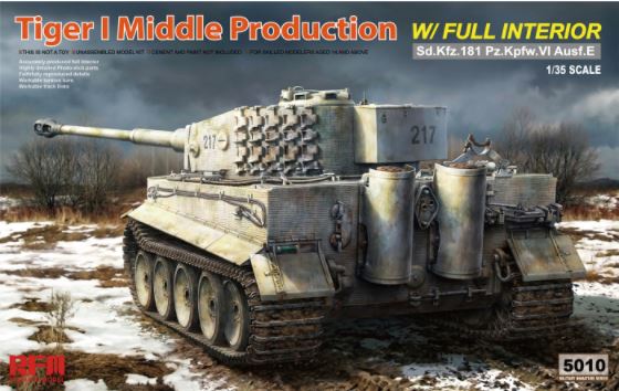 RYE FIELD MODEL (1/35) Sd.Kfz. 181 Pz.kpfw.VI Ausf. E Tiger I Middle Production w/ Full Interior