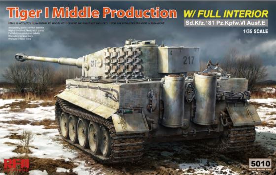 RYE FIELD MODEL Sd.Kfz. 181 Pz.kpfw.VI Ausf. E Tiger I Middle Production w/ Full Interior