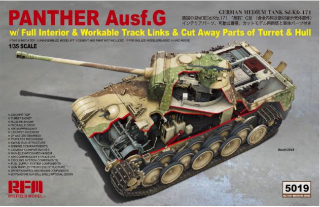 RYE FIELD MODEL Panther Ausf.G with full interior & cut away parts & workable track links