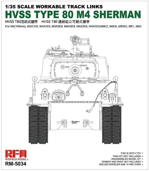 RYE FIELD MODEL HVSS Type 80 track - M4 Sherman