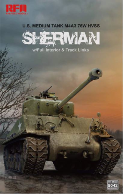 RYE FIELD MODEL M4A3E8 Sherman w/Full Interior & Workable Track Links