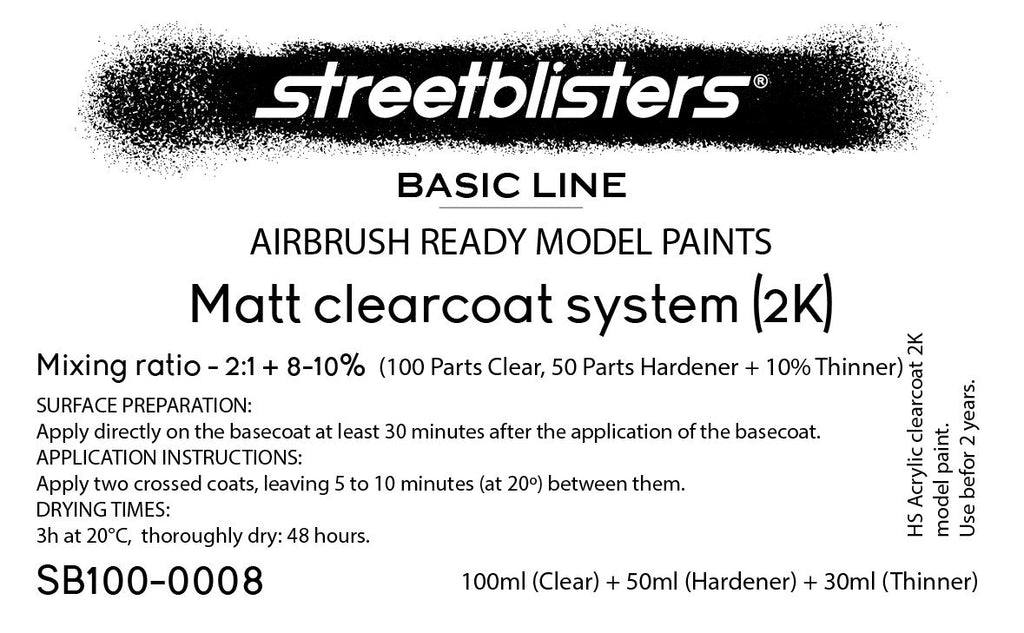 STREETBLISTERS Matt Clearcoat System 2K - 1x100ml + 1x50ml + 1x30ml