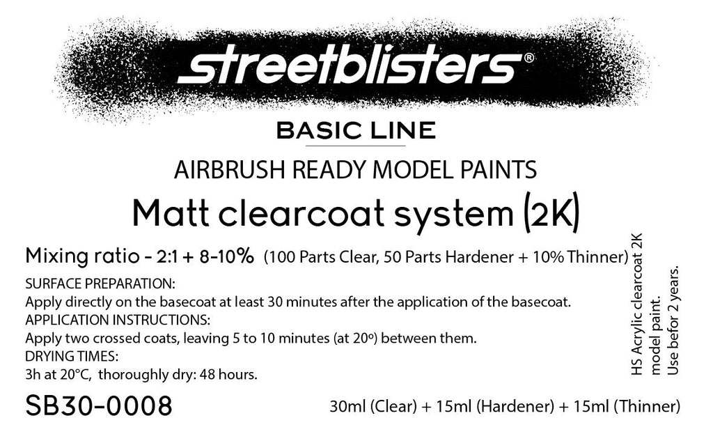 STREETBLISTERS Matt Clearcoat System 2K - 1x30ml + 2x15ml