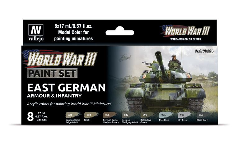 VALLEJO Model Color Set: WWIII East German Armour & Infantry (8 colores)