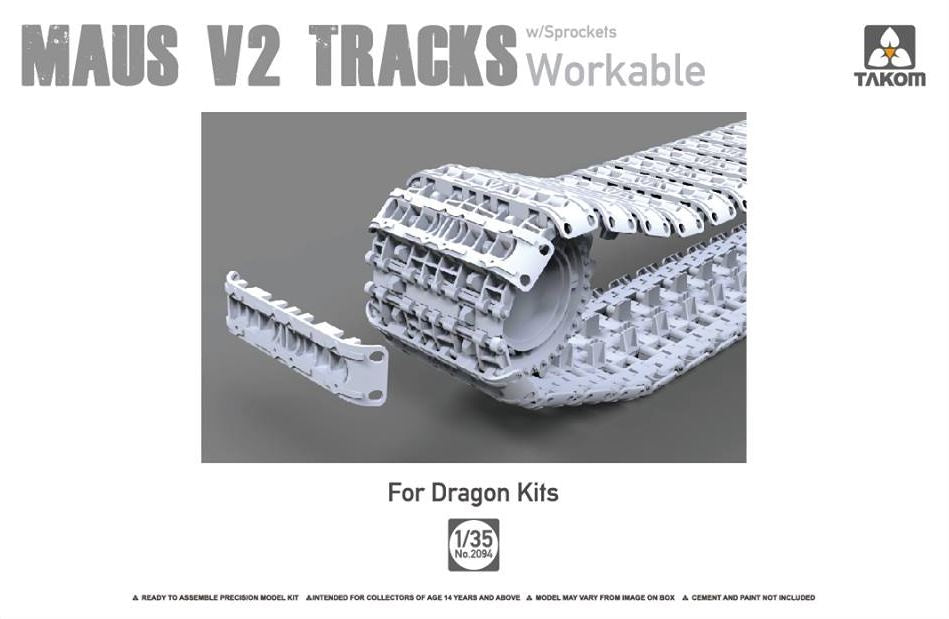 TAKOM (1/35) MAUS V2 tracks with sprockets (Workable) for Dragon kits