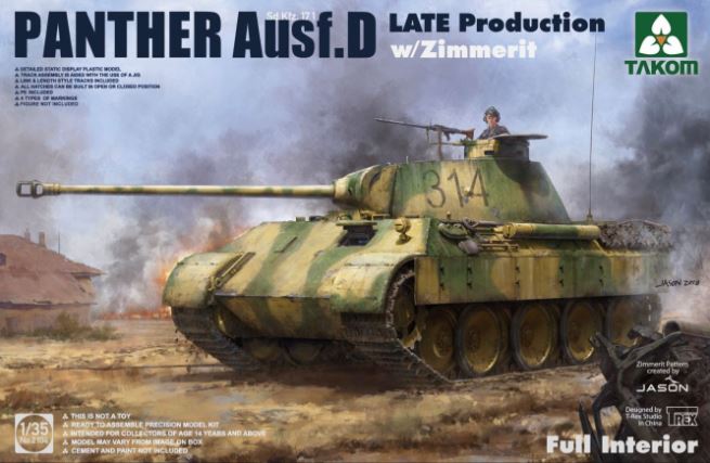 TAKOM (1/35) Panther Ausf. D Late Production w/Zimmerit & Full Interior Kit