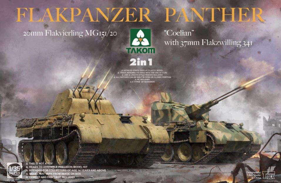 TAKOM (1/35) Flakpanzer Panther 20mm Flakvierling MG 151/20 and "Coelian" with 37mm Flakzwilling 341 2 in 1
