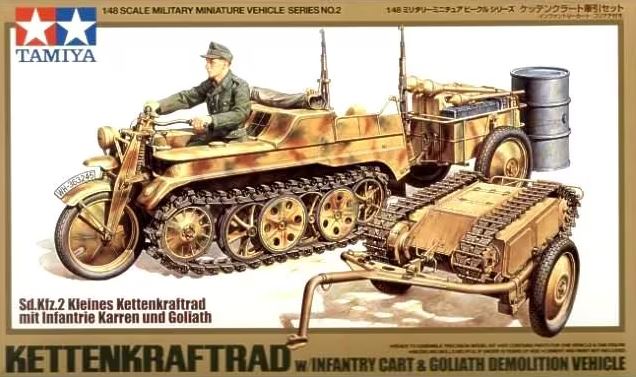 TAMIYA (1/48) German Kettenkraftrad w/Infantry Cart & Goliath Demolition Vehicle