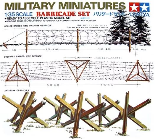 TAMIYA (1/35) Barricade Set (Barbwire infantry obstacle | Anti-tank obstacles)