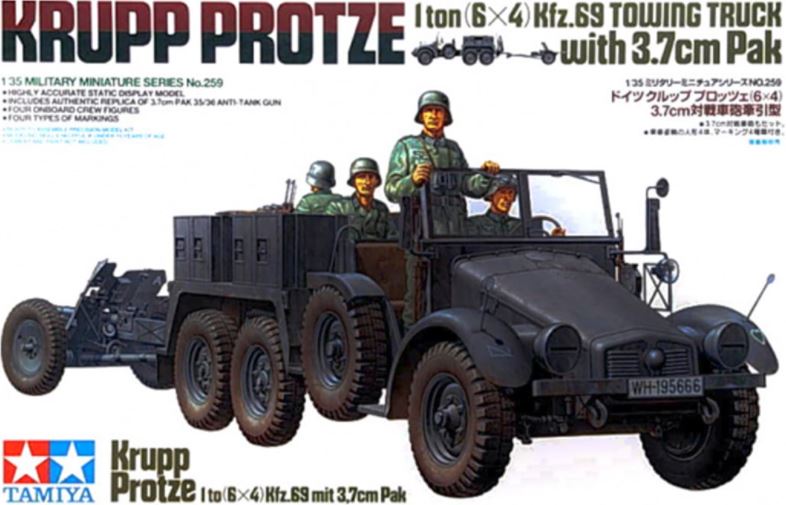 TAMIYA (1/35) Krupp Protze 1 ton (6x4) Kfz.69 TOWING TRUCK with 3.7cm Pak