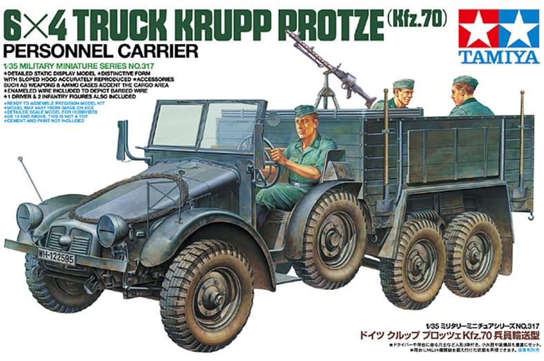 TAMIYA (1/35) 6x4 Truck Krupp Protze (Kfz. 70) Personnel Carrier