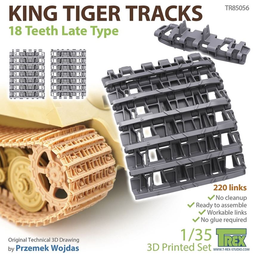 T-REX (1/35) King Tiger Tracks 18 Teeth Late Tracks