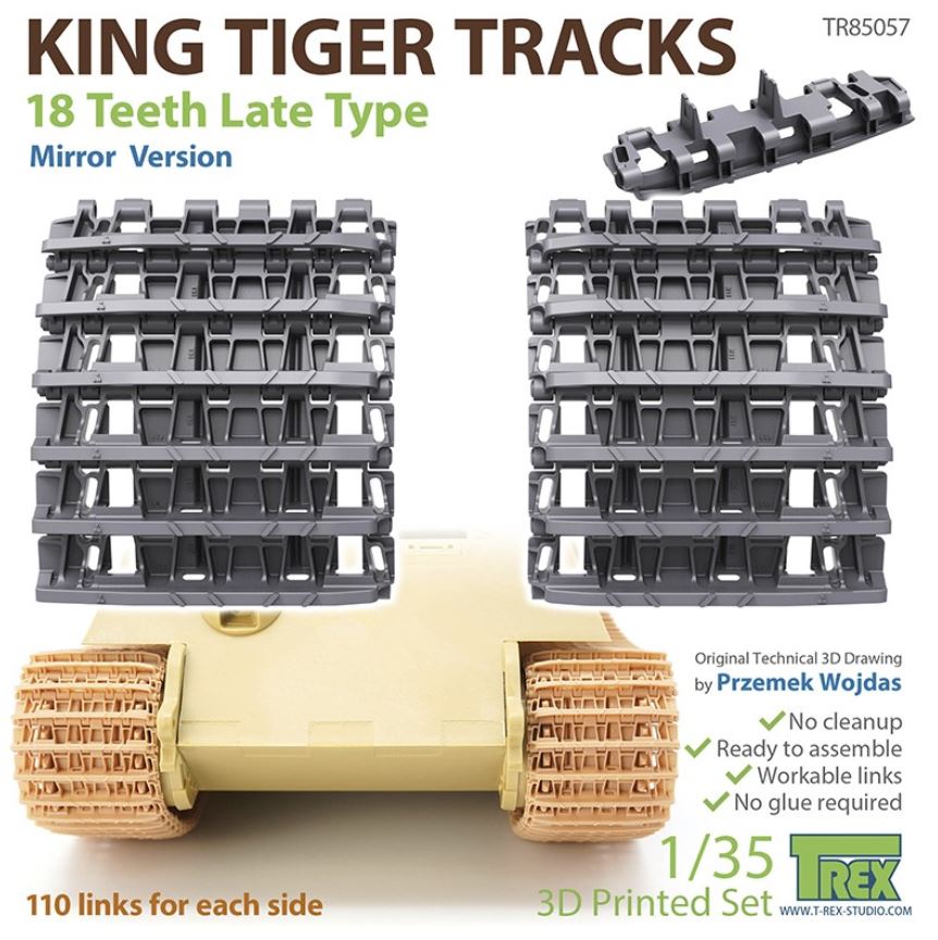 T-REX (1/35) King Tiger Tracks 18 Teeth Late Type Mirror Version