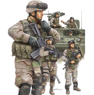 TRUMPETER (1/35) Modern US Army Armor Crewman & Infantry