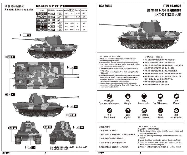 Maquette Trumpeter 1/35 – German E-75 Flakpanzer, Kit Neuf